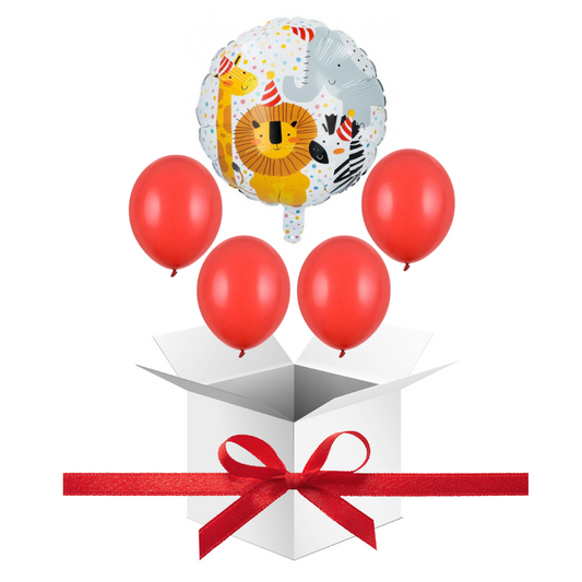 Balony z Helem w Pudełku Prezentowym – Urodzinowe Safari