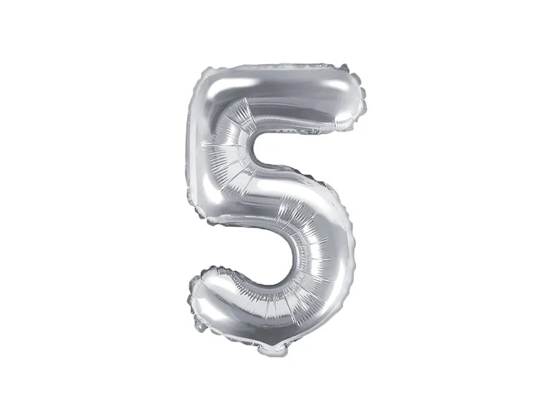 Balon foliowy Cyfra 35cm, srebrny, różne warianty (0-9)
