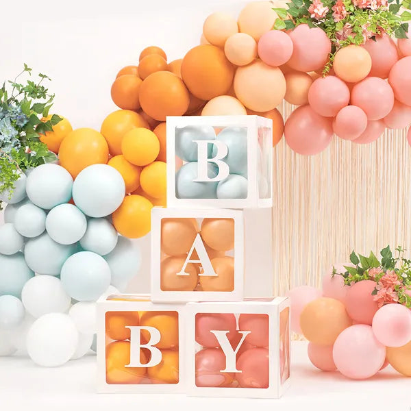Pudełka na balony BABY, 30x30 cm, biały (1op./4szt.)