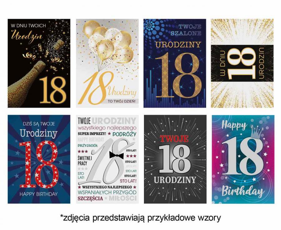 Kartka laurka urodziny 18-stka 1szt.