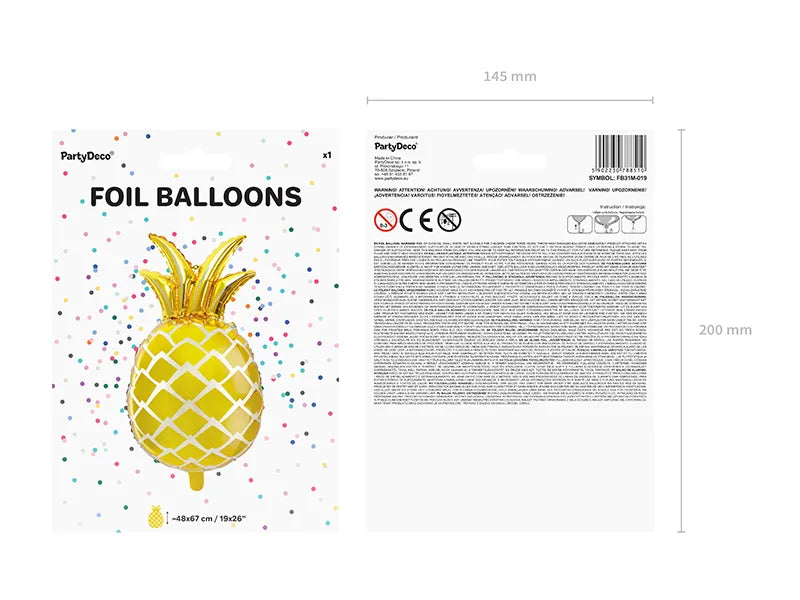 Balon foliowy Ananas, złoty, 35x60cm