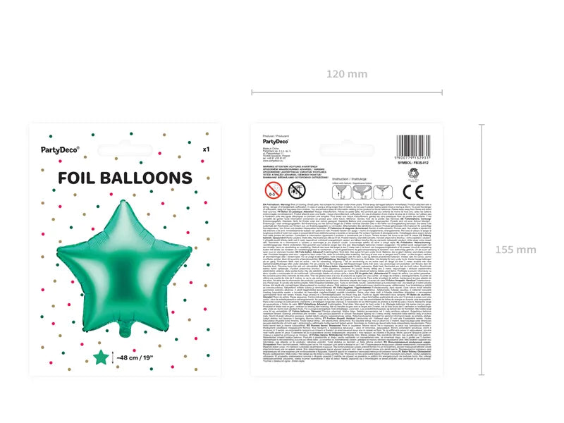Balon foliowy Gwiazdka, 40cm, zielony