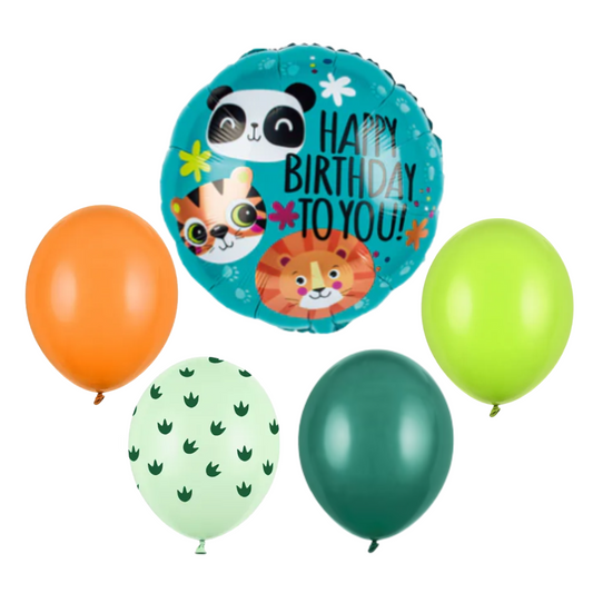 Balony z Helem w Pudełku Prezentowym – Happy Birthday ZOO