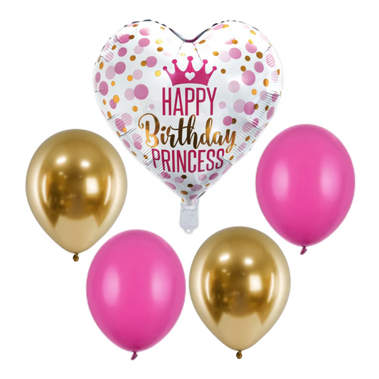 Balony z Helem w Pudełku Prezentowym – Happy Birthday Princess