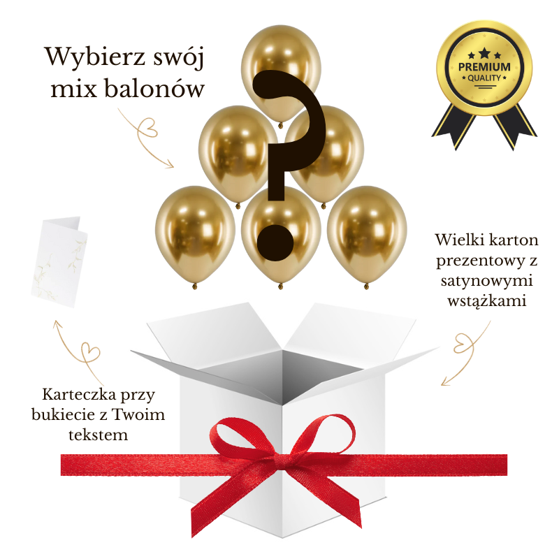 Balony z Helem w Pudełku Prezentowym 6 szt. – WŁASNA kompozycja