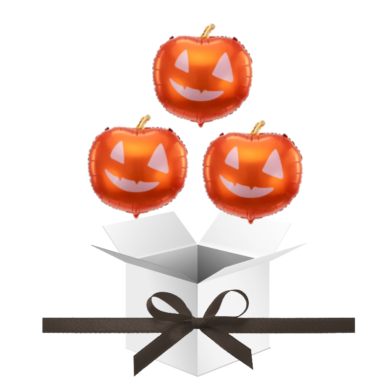 Balony z Helem w Pudełku Prezentowym – Halloween „Trzy Dynie”