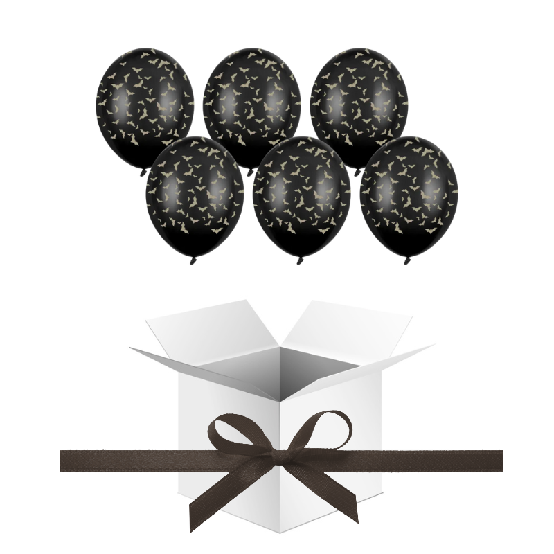 Balony z Helem w Pudełku Prezentowym – Nietoperze, Pastel Black