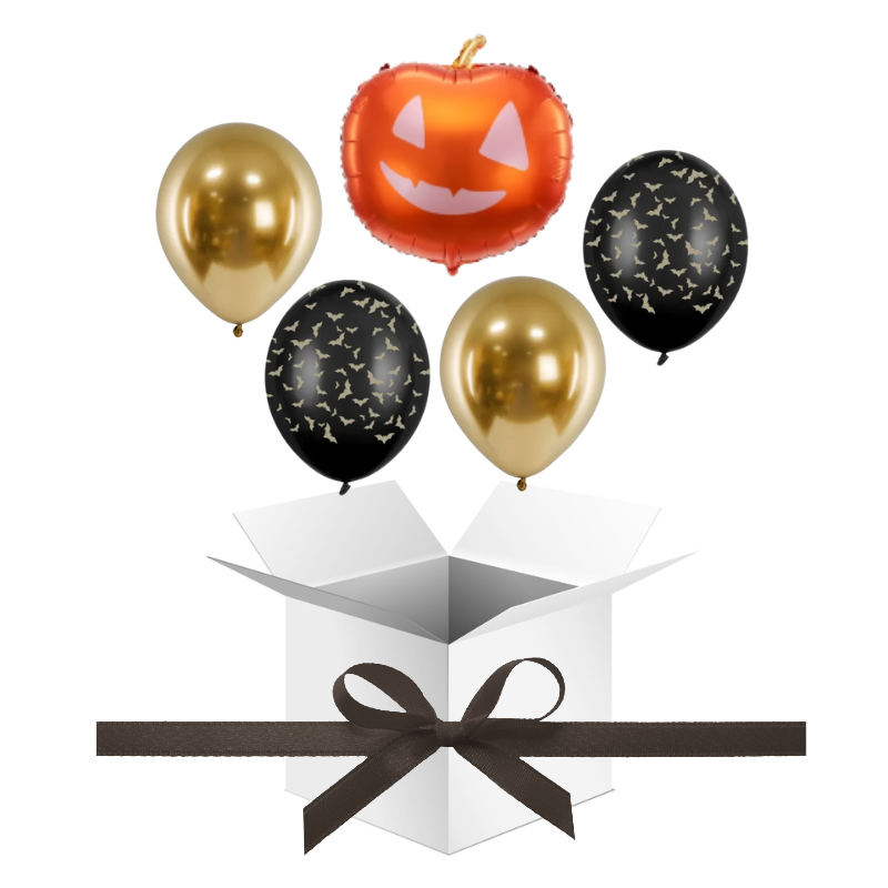 Balony z Helem w Pudełku Prezentowym – Halloween „Dynia”