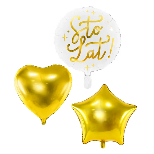 Balony z Helem w Pudełku Prezentowym – Złote Sto Lat!