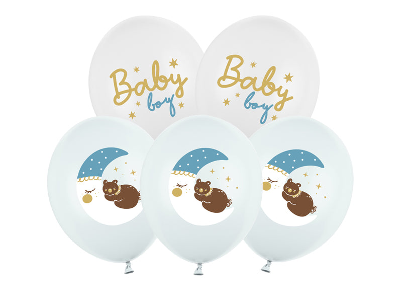 Balony z Helem w Pudełku Prezentowym – Baby Shower „Mom to Be, Baby Boy”
