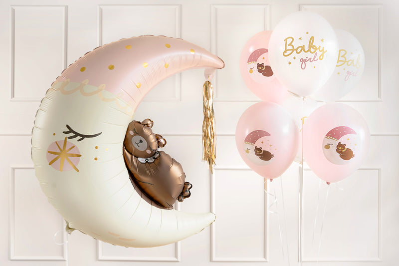 Balony z Helem w Pudełku Prezentowym – Baby Shower „Mom to Be, Baby Girl”