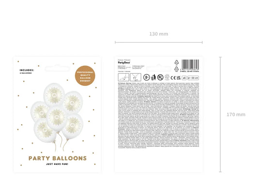 Balony 30cm, IHS, Metallic Pure White 6szt.