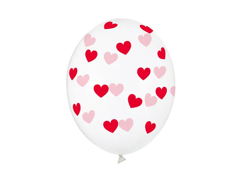 Balony 30cm, Serduszka czerwone, Crystal Clear 1op./6szt.4