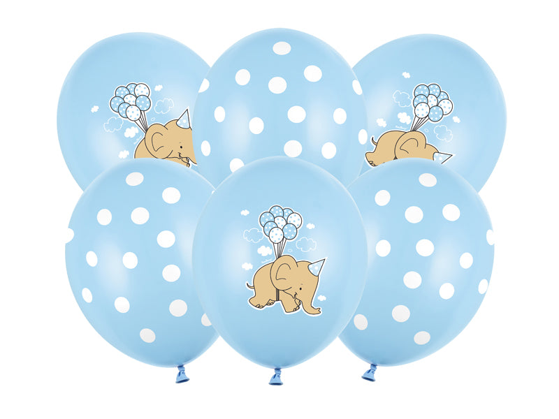 Balony z Helem w Pudełku Prezentowym – Słonik, Pastel Baby Blue