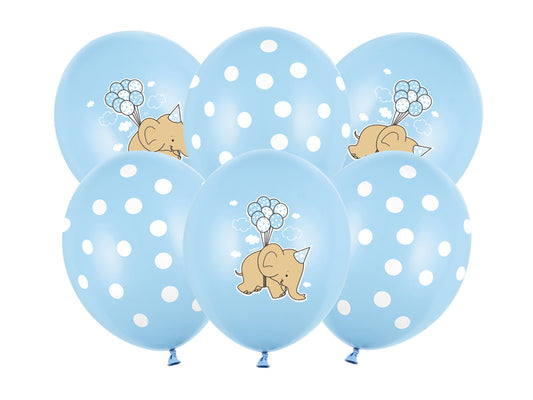 Balony z Helem w Pudełku Prezentowym – Słonik, Pastel Baby Blue