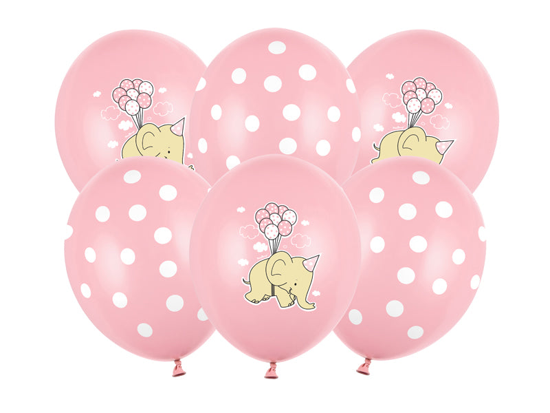 Balony z Helem w Pudełku Prezentowym – Słonik, Pastel Pink
