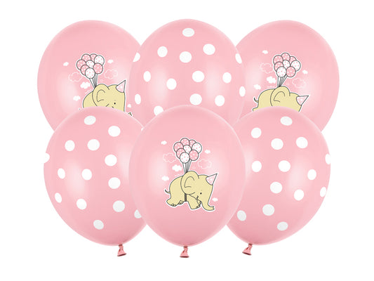 Balony z Helem w Pudełku Prezentowym – Słonik, Pastel Pink