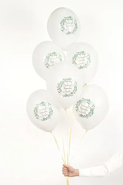 Balony 30 cm, Pierwsza Komunia Święta, Pastel White 6szt.