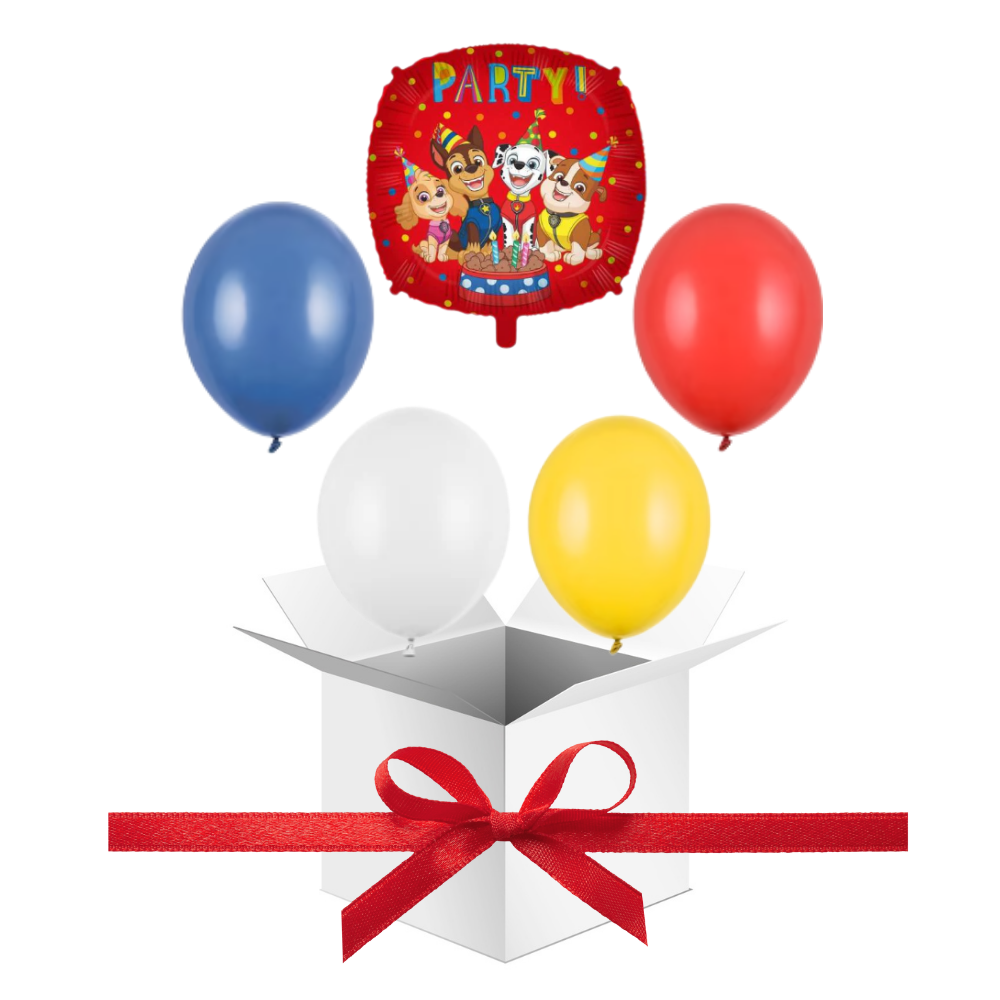 Balony z Helem w Pudełku Prezentowym – Psi Patrol