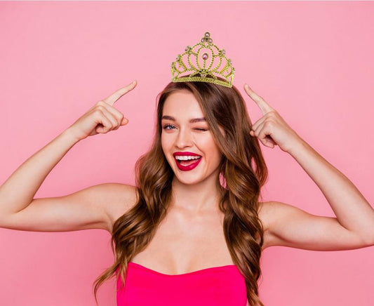 Diadem z różowymi perłami 1 szt.