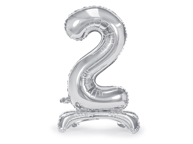 Stojący balon foliowy Cyfra 70cm, srebrny, różne warianty (0-9)