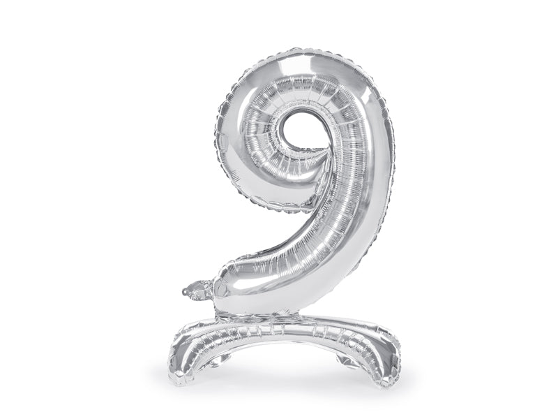 Stojący balon foliowy Cyfra 70cm, srebrny, różne warianty (0-9)