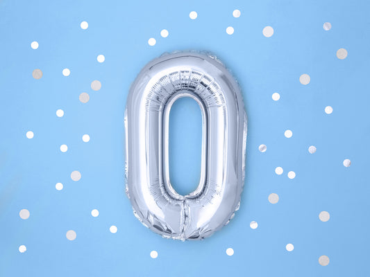 Balon foliowy Cyfra 35cm, srebrny, różne warianty (0-9)