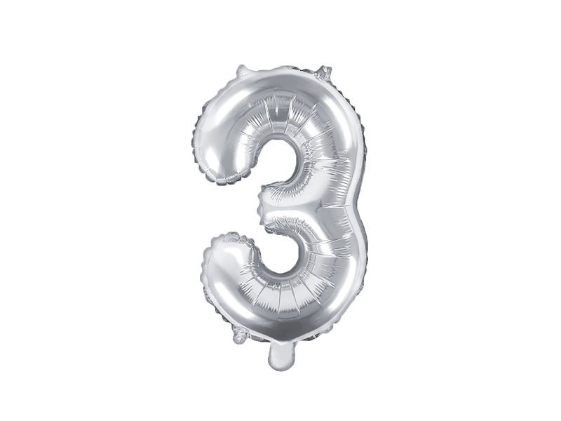 Balon foliowy Cyfra 35cm, srebrny, różne warianty (0-9)