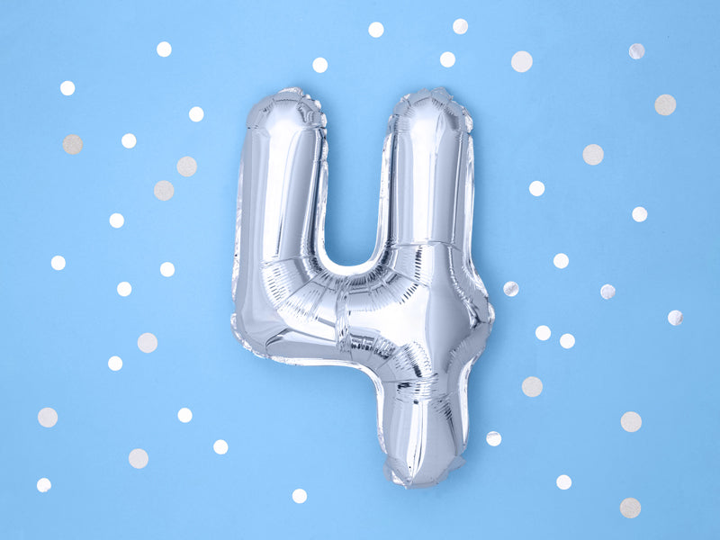 Balon foliowy Cyfra 35cm, srebrny, różne warianty (0-9)