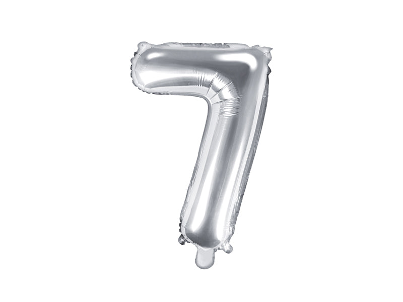 Balon foliowy Cyfra 35cm, srebrny, różne warianty (0-9)