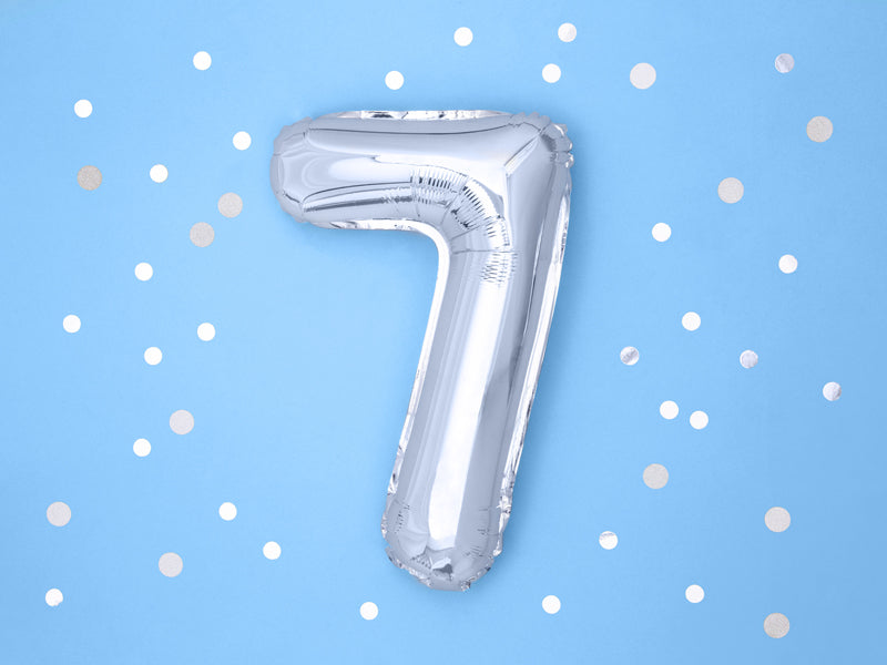 Balon foliowy Cyfra 35cm, srebrny, różne warianty (0-9)