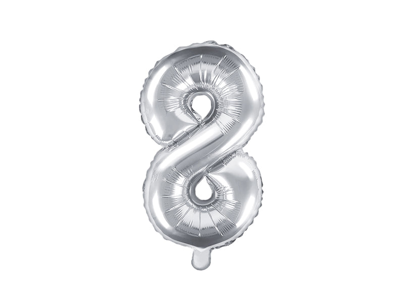 Balon foliowy Cyfra 35cm, srebrny, różne warianty (0-9)