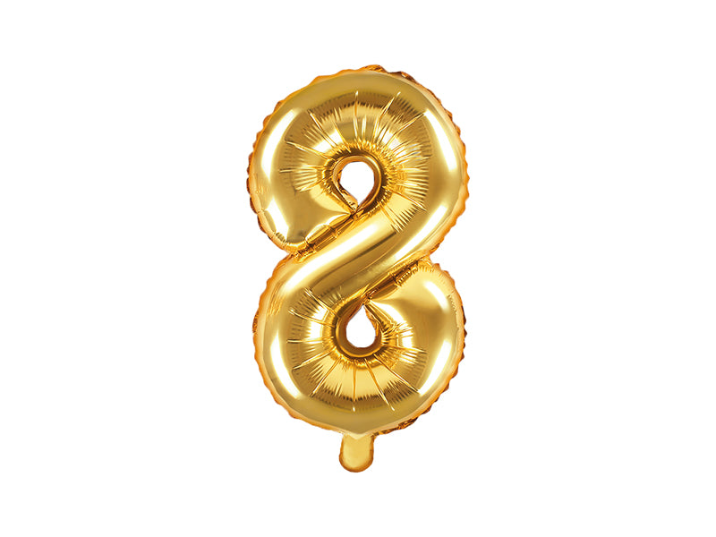 Balon foliowy Cyfra 35cm, złoty, różne warianty (0-9)