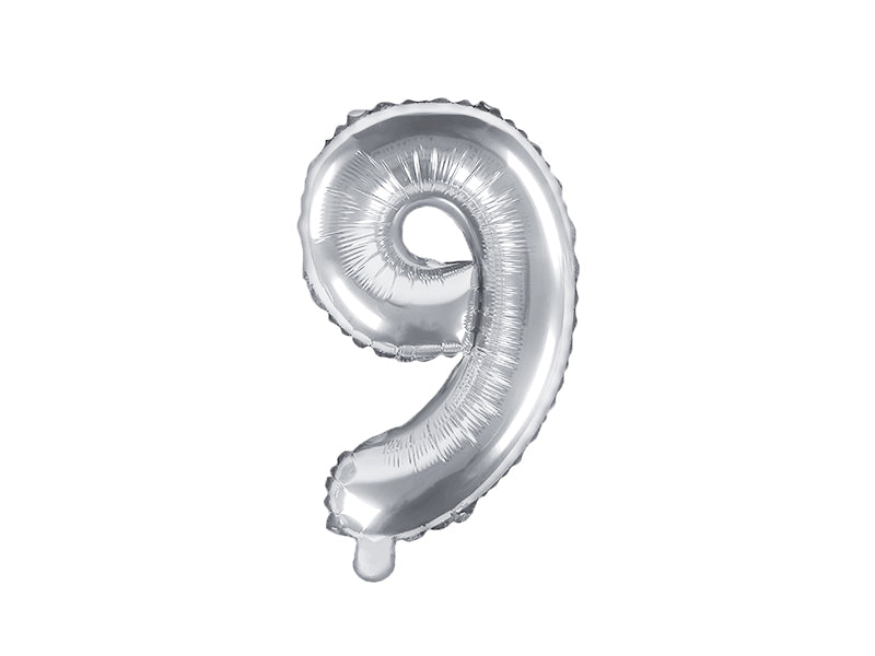 Balon foliowy Cyfra 35cm, srebrny, różne warianty (0-9)
