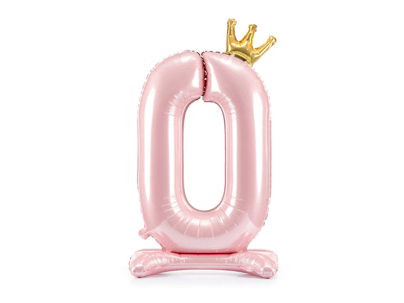 Stojący balon foliowy Cyfra 84cm, różowy, różne warianty (0-9)