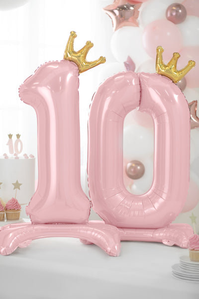 Stojący balon foliowy Cyfra 84cm, różowy, różne warianty (0-9)