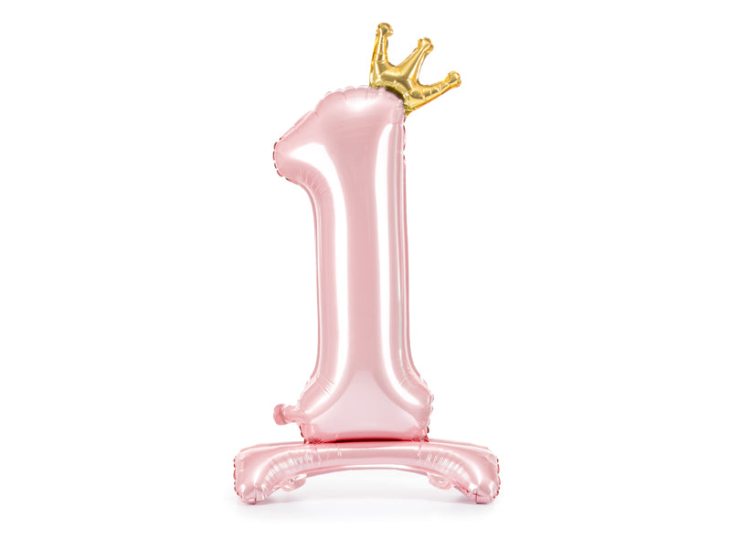Stojący balon foliowy Cyfra 84cm, różowy, różne warianty (0-9)