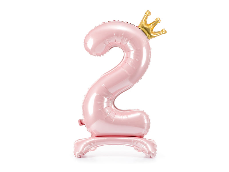Stojący balon foliowy Cyfra 84cm, różowy, różne warianty (0-9)