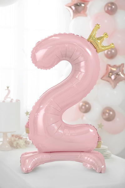 Stojący balon foliowy Cyfra 84cm, różowy, różne warianty (0-9)