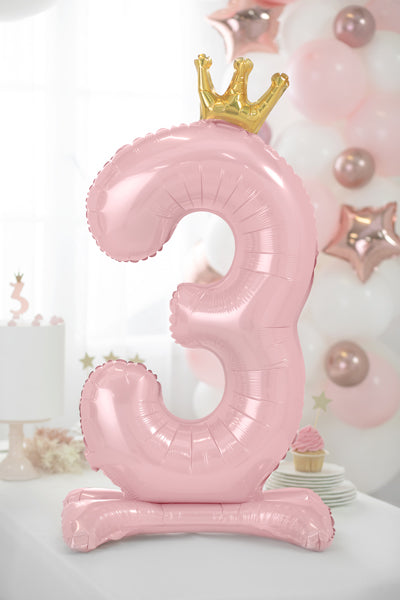 Stojący balon foliowy Cyfra 84cm, różowy, różne warianty (0-9)