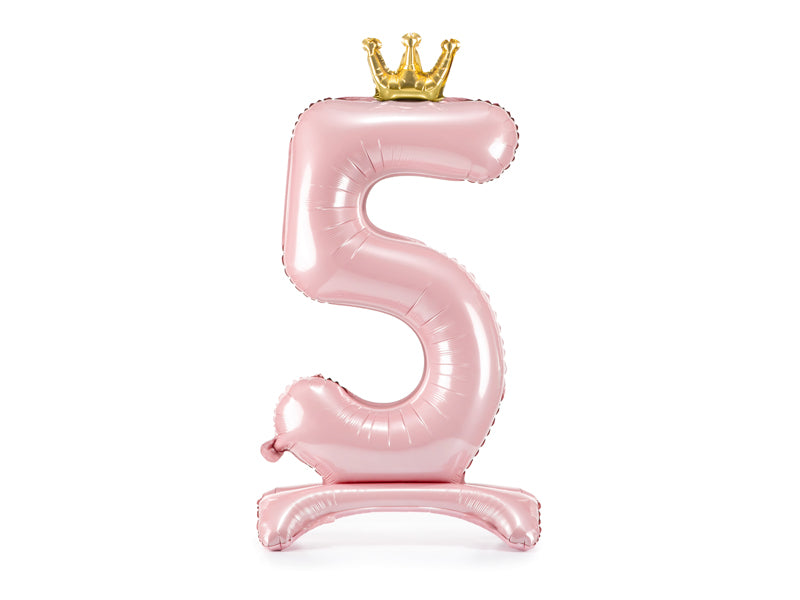 Stojący balon foliowy Cyfra 84cm, różowy, różne warianty (0-9)