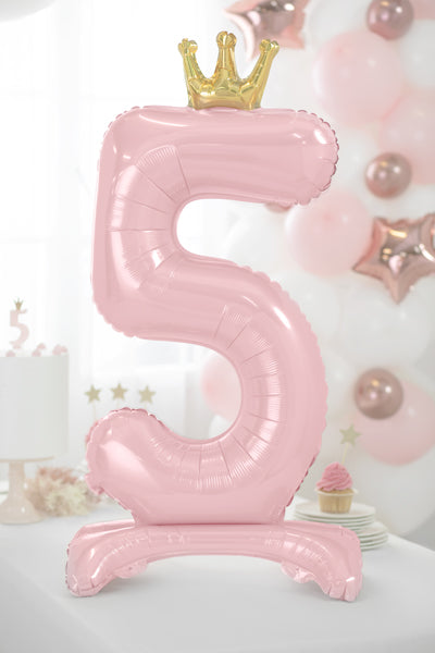 Stojący balon foliowy Cyfra 84cm, różowy, różne warianty (0-9)