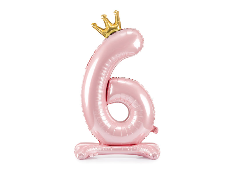Stojący balon foliowy Cyfra 84cm, różowy, różne warianty (0-9)