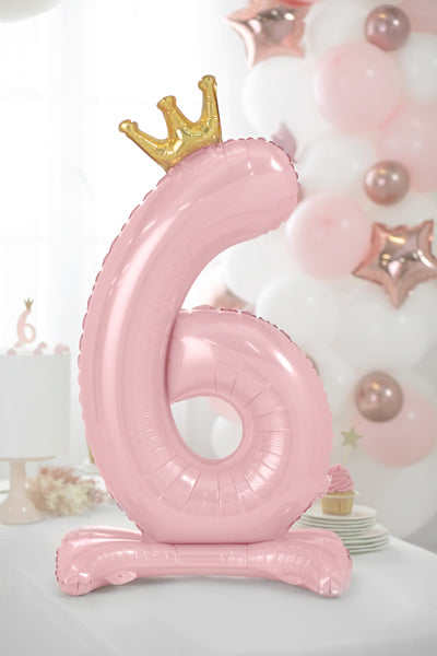 Stojący balon foliowy Cyfra 84cm, różowy, różne warianty (0-9)
