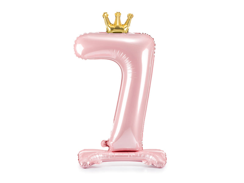 Stojący balon foliowy Cyfra 84cm, różowy, różne warianty (0-9)