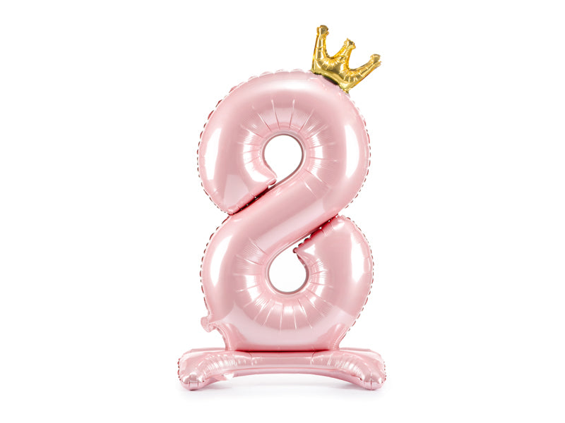 Stojący balon foliowy Cyfra 84cm, różowy, różne warianty (0-9)