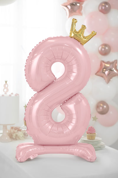 Stojący balon foliowy Cyfra 84cm, różowy, różne warianty (0-9)
