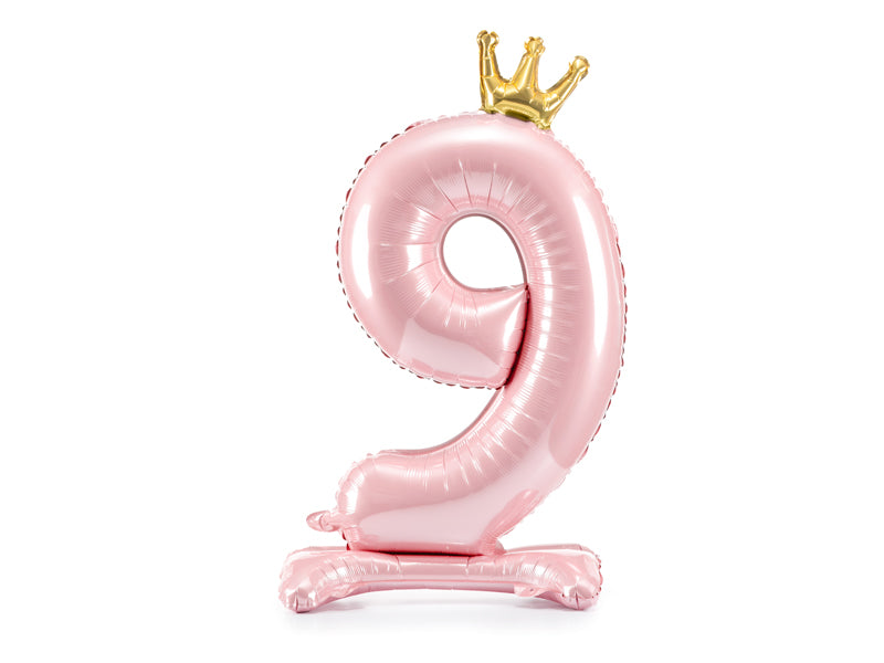 Stojący balon foliowy Cyfra 84cm, różowy, różne warianty (0-9)