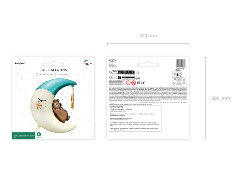 Balon foliowy Miś na księżycu, 71x86 cm