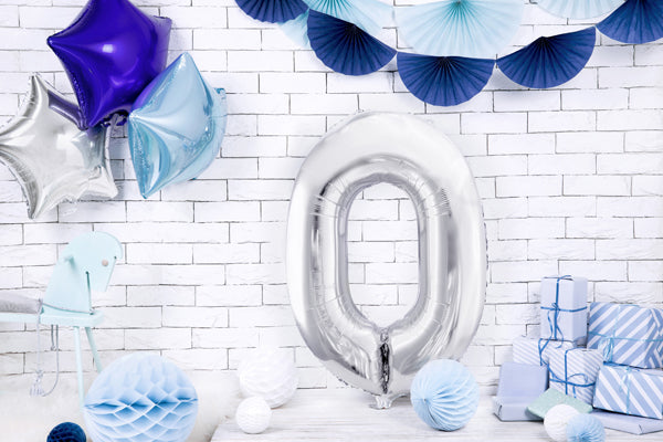 Balon foliowy Cyfra DUŻA 86cm, srebrny, różne warianty (0-9)